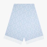 Fendi Women FF Scarf Light Blue Cashmere Scarf