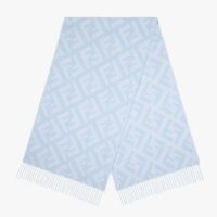 Fendi Women FF Scarf Light Blue Cashmere Scarf (1)