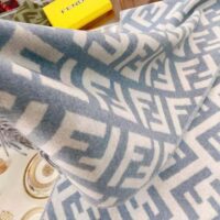 Fendi Women FF Scarf Light Blue Cashmere Scarf (1)