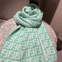 Fendi Women FF Scarf Mint Green Cashmere Scarf (1)