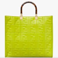 Fendi Women FF Sunshine Medium Acid Green Leather Shopper (9)