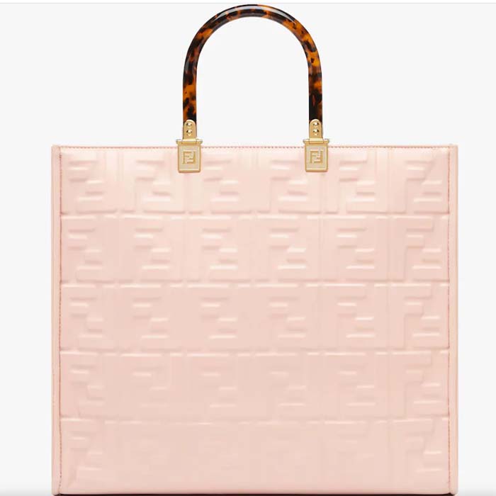 Fendi Women FF Sunshine Medium Pink Leather Shopper