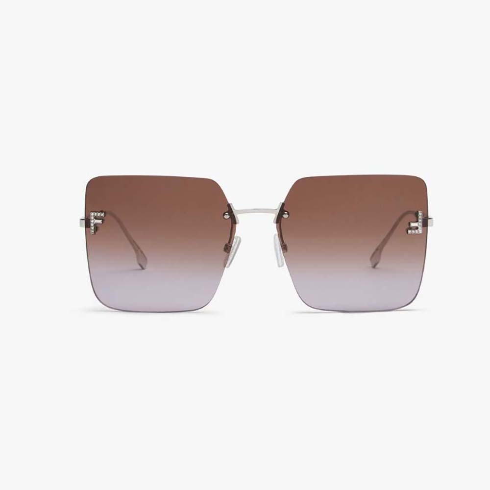 Fendi Women First Palladium Metal Sunglasses with Two-Tone Gradient Lenses