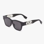 Fendi Women O’Lock Black Acetate Sunglasses with Logo in Crystals - immagine 2