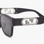 Fendi Women O’Lock Black Acetate Sunglasses with Logo in Crystals - immagine 3