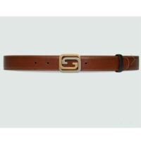 Gucci GG Unisex Belt Squared Interlocking G Buckle Black Leather 30 MM Width (12)