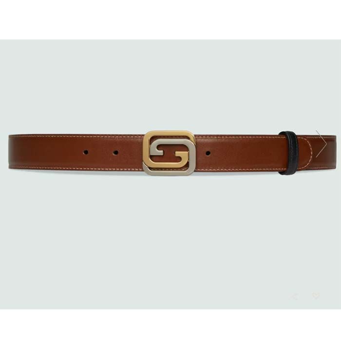 Gucci GG Unisex Belt Squared Interlocking G Buckle Black Leather 30 MM Width (13)
