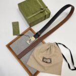 Gucci GG Unisex Belt Squared Interlocking G Buckle Black Leather 30 MM Width - Image 4