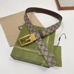 Gucci GG Unisex Reversible Belt Square G Buckle Beige Ebony GG Supreme Canvas - Imagen 3