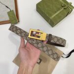 Gucci GG Unisex Reversible Belt Square G Buckle Beige Ebony GG Supreme Canvas - Imagen 6