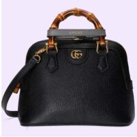 Gucci GG Women Gucci Diana Mini Tote Bag Black Leather Double G (1)