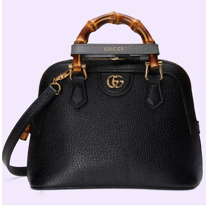 Gucci GG Women Gucci Diana Mini Tote Bag Black Leather Double G