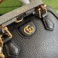 Gucci GG Women Gucci Diana Mini Tote Bag Black Leather Double G (1)