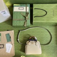 Gucci GG Women Gucci Diana Mini Tote Bag White Leather Double G (1)