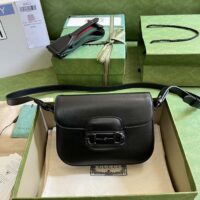 Gucci GG Women Horsebit 1955 Small Shoulder Bag Black Leather (1)