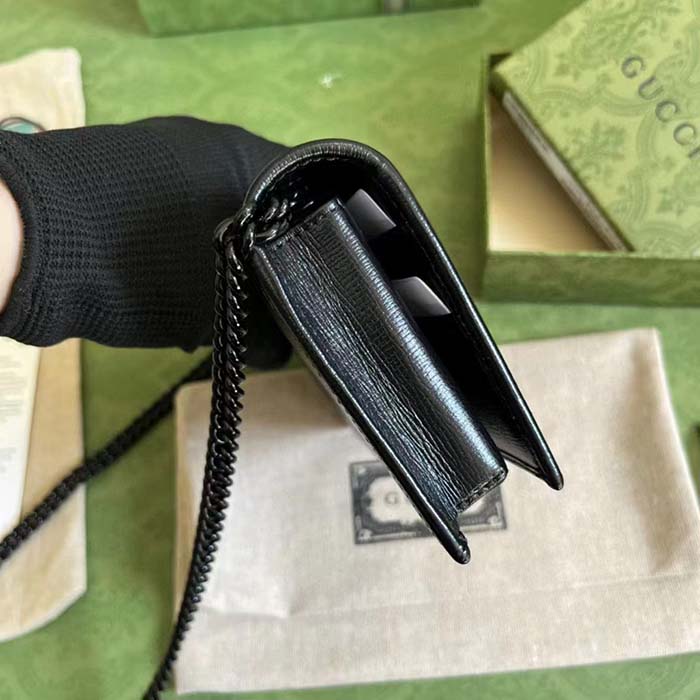 Gucci GG Women Horsebit 1955 Wallet Chain Black Leather Black Brass Hardware (3)