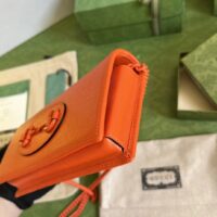 Gucci GG Women Horsebit 1955 Wallet Chain Orange Leather Orange Brass Hardware (12)