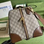 Gucci Unisex Duffle Bag Interlocking G Beige Ebony GG Supreme Canvas Leather – Bild 7