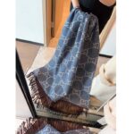 Gucci Unisex GG Cashmere Jacquard Scarf Blue Beige GG Cashmere Jacquard - Image 4