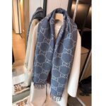 Gucci Unisex GG Cashmere Jacquard Scarf Blue Beige GG Cashmere Jacquard - Image 6