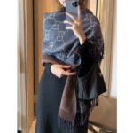 Gucci Unisex GG Cashmere Jacquard Scarf Blue Beige GG Cashmere Jacquard - Image 10