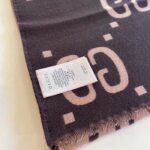 Gucci Unisex GG Jacquard Wool Silk Scarf Brown Beige GG Jacquard Wool Silk – Image 5