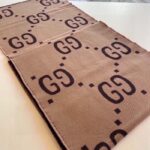 Gucci Unisex GG Jacquard Wool Silk Scarf Brown Beige GG Jacquard Wool Silk – Image 3