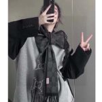 Gucci Unisex GG Jcquard Pattern Knit Scarf Tassels Grey Wool Light Grey GG - Image 16