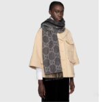 Gucci Unisex GG Jcquard Pattern Knit Scarf Tassels Grey Wool Light Grey GG - Image 18