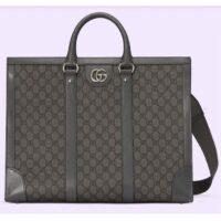 Gucci Unisex GG Ophidia Large Tote Bag Grey Black GG Supreme Canvas (2)