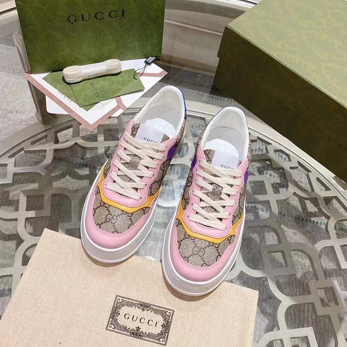 Gucci Unisex GG Sneaker Beige Ebony GG Supreme Canvas Mid Heel 5.6 Cm Heel (1)