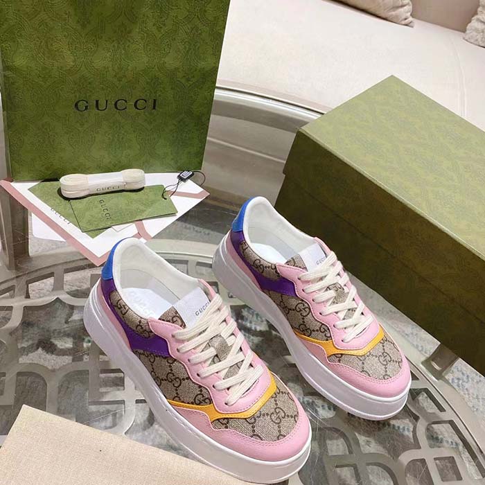 Gucci Unisex GG Sneaker Beige Ebony GG Supreme Canvas Mid Heel 5.6 Cm Heel (10)