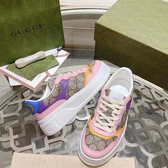 Gucci Unisex GG Sneaker Beige Ebony GG Supreme Canvas Mid Heel 5.6 Cm Heel (4)