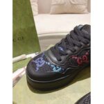 Gucci Unisex GG Sneaker Black Leather Multicolor GG Fabric Mid Heel 5.6 Cm Heel – Image 9
