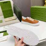 Gucci Unisex GG Sneaker Interlocking G Brown Perforated Leather Rubber Mid 5.6 Cm Heel - Imagen 9