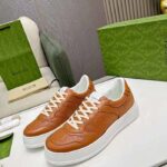 Gucci Unisex GG Sneaker Interlocking G Brown Perforated Leather Rubber Mid 5.6 Cm Heel - Imagen 3