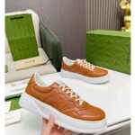 Gucci Unisex GG Sneaker Interlocking G Brown Perforated Leather Rubber Mid 5.6 Cm Heel - Imagen 6
