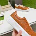 Gucci Unisex GG Sneaker Interlocking G Brown Perforated Leather Rubber Mid 5.6 Cm Heel - Imagen 8