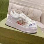 Gucci Unisex GG Sneaker White Leather Mid Heel Interlocking G 5.6 Cm Heel – Image 2
