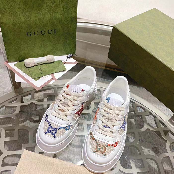 Gucci Unisex GG Sneaker White Leather Mid heel Interlocking G 5.6 Cm Heel (7)