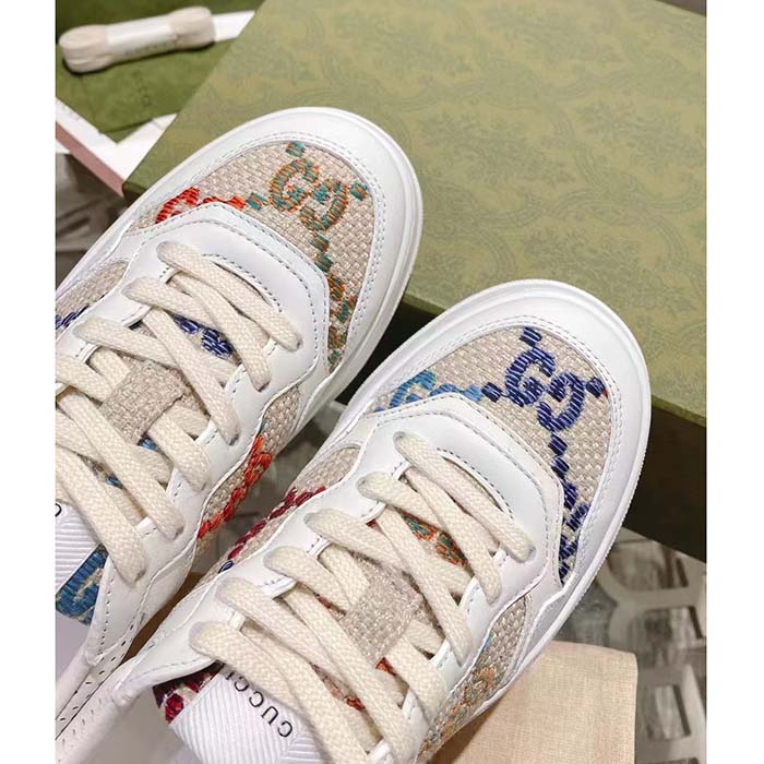 Gucci Unisex GG Sneaker White Leather Mid heel Interlocking G 5.6 Cm Heel (9)