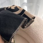 Gucci Unisex GG Wool Interlocking G Scarf Pink Black Wool Fringe Trim - Image 8