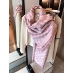 Gucci Unisex GG Wool Scarf Beige Mini GG Lilac Tassel Detail – Image 2