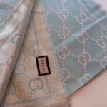 Gucci Unisex GG Wool Scarf Beige Mini GG Wool Turquoise Tassel Detail - Bild 7