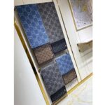 Gucci Unisex GG Jcquard Pattern Knit Scarf Tassels Grey Wool Light Grey GG - Image 15