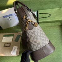 Gucci Unisex Savoy Small Bowling Tote Beige Ebony GG Supreme Canvas Double G (1)