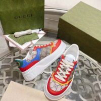 Gucci Unisex Sneaker Beige Blue GG Supreme Canvas Interlocking G 5.6 Cm Heel (9)