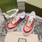 Gucci Unisex Sneaker Beige Blue GG Supreme Canvas Interlocking G 5.6 Cm Heel - Image 5