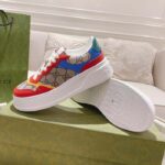 Gucci Unisex Sneaker Beige Blue GG Supreme Canvas Interlocking G 5.6 Cm Heel - Image 6