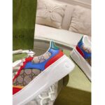 Gucci Unisex Sneaker Beige Blue GG Supreme Canvas Interlocking G 5.6 Cm Heel - Image 10